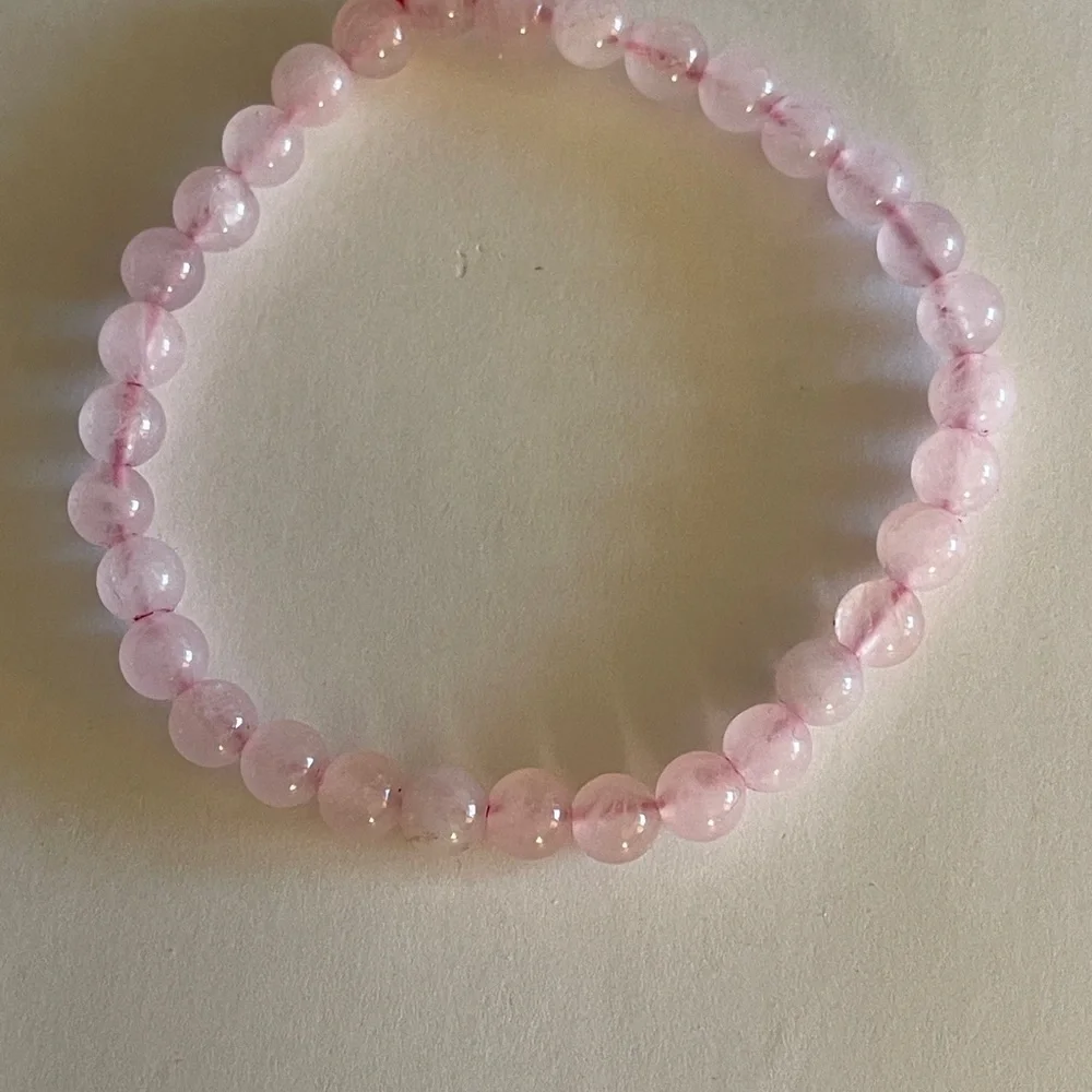 Pink Rose Quartz Beaded Bracelet